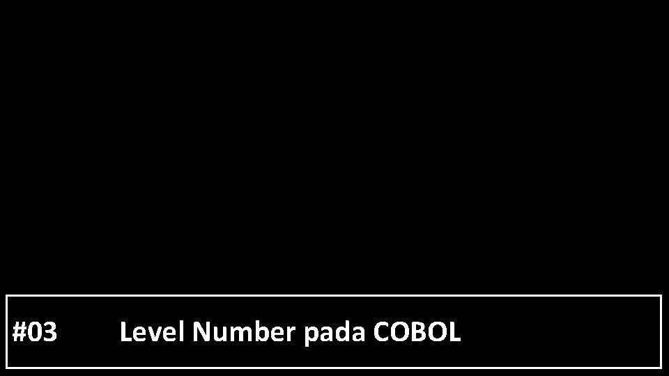 #03 Level Number pada COBOL 