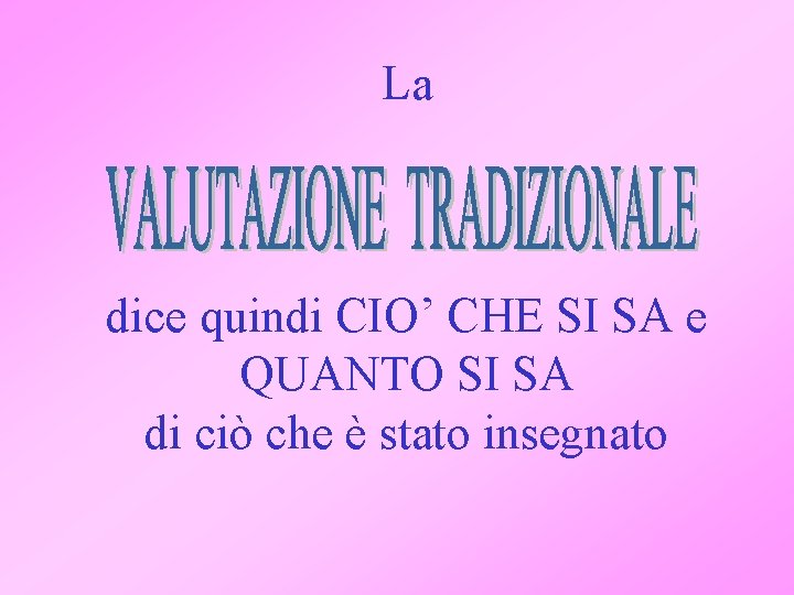 La dice quindi CIO’ CHE SI SA e QUANTO SI SA di ciò che