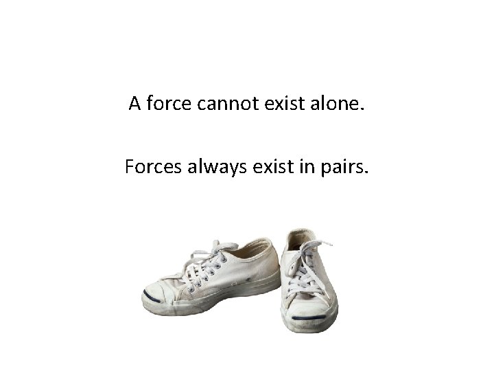 A force cannot exist alone. Forces always exist in pairs. 
