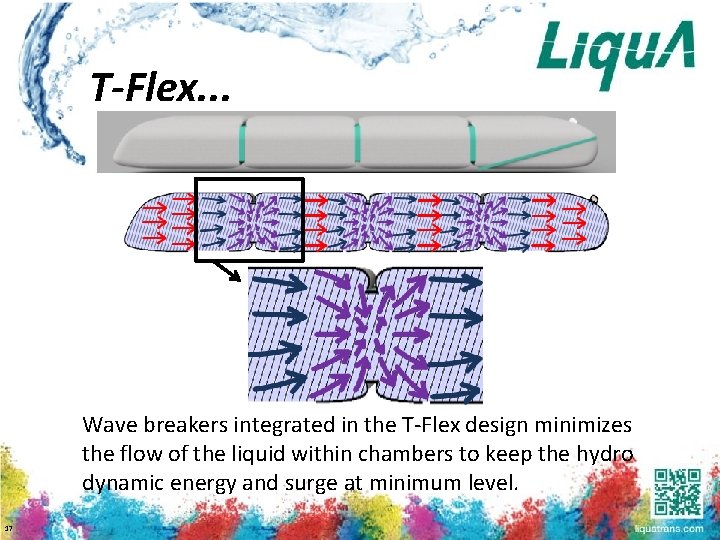 T-Flex. . . Wave breakers integrated in the T-Flex design minimizes the flow of