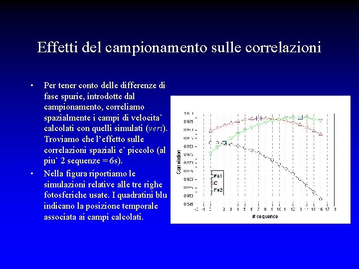 Effetti del campionamento sulle correlazioni • • Per tener conto delle differenze di fase