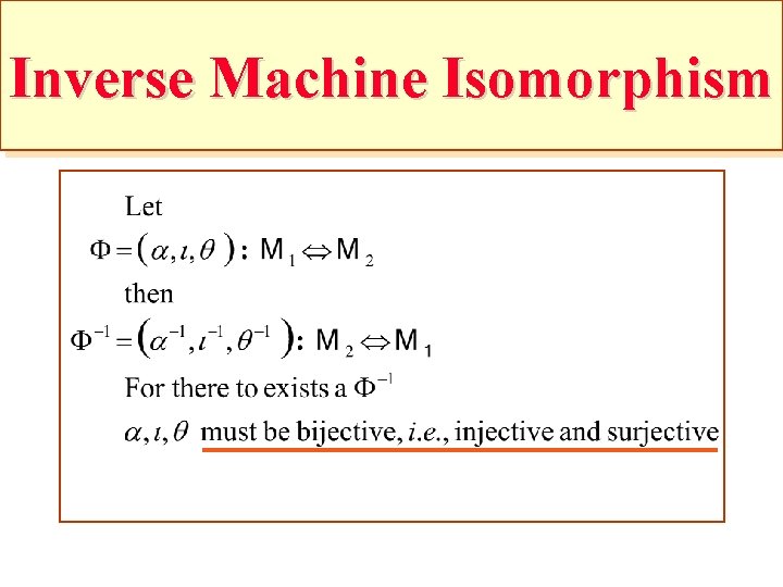 Inverse Machine Isomorphism 