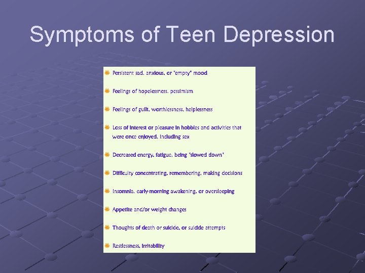 Symptoms of Teen Depression 