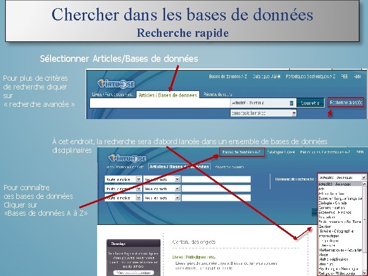 Chercher dans les bases de données Recherche rapide Sélectionner Articles/Bases de données Pour plus Chercher dans les bases de données Recherche rapide Sélectionner Articles/Bases de données Pour plus