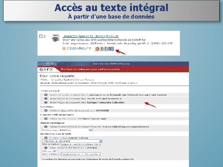 Accès au texte intégral À partir d’une base de données 