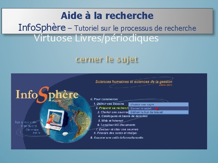 Aide à la recherche Info. Sphère – Tutoriel sur le processus de recherche Virtuose