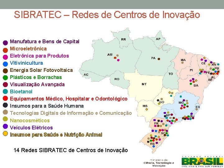 SIBRATEC – Redes de Centros de Inovação Manufatura e Bens de Capital Microeletrônica Eletrônica