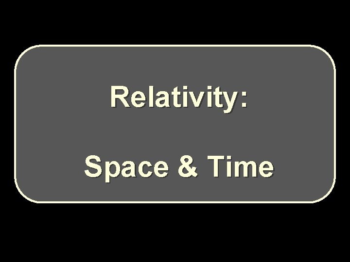 Relativity: Space & Time 