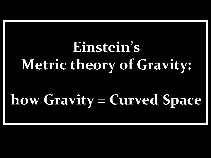 Einstein’s Metric theory of Gravity: how Gravity = Curved Space 