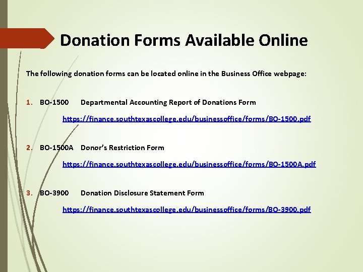Donation Forms Available Online The following donation forms can be located online in the