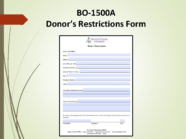 BO-1500 A Donor’s Restrictions Form 