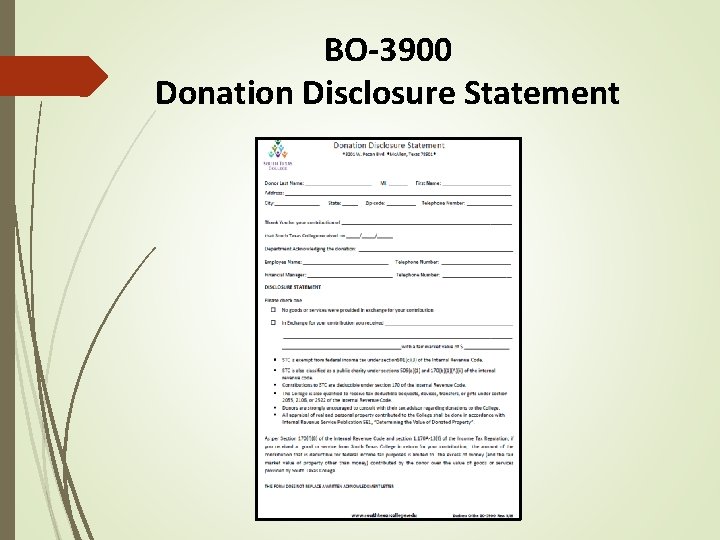 BO-3900 Donation Disclosure Statement 