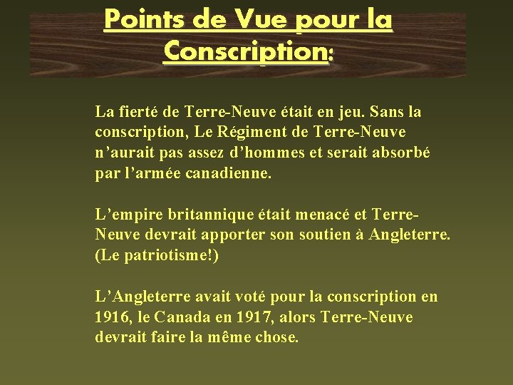 Points de Vue pour la Conscription: La fierté de Terre-Neuve était en jeu. Sans