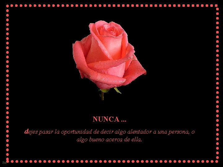 NUNCA. . . dejes pasar la oportunidad de decir algo alentador a una persona,