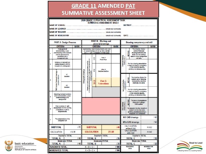 GRADE 11 AMENDED PAT SUMMATIVE ASSESSMENT SHEET 