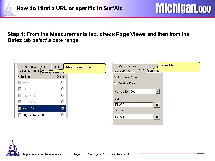 How do I find a URL or specific in Surf. Aid Step 4: From