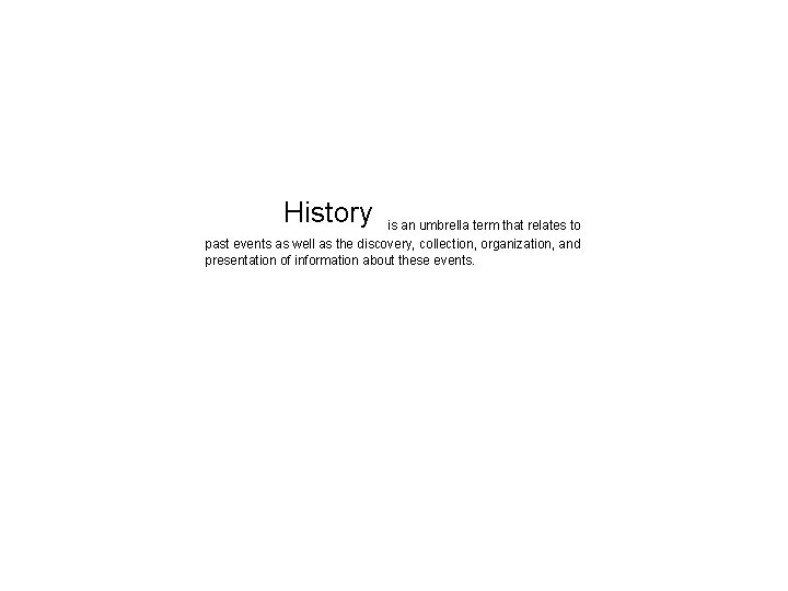 History is an umbrella term that relates to past events as well as the