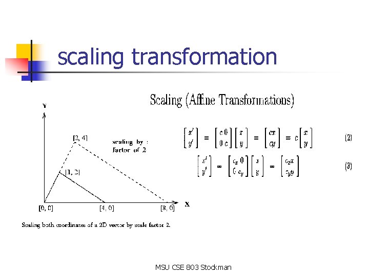 scaling transformation MSU CSE 803 Stockman scaling transformation MSU CSE 803 Stockman