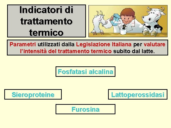 Indicatori di trattamento termico Parametri utilizzati dalla Legislazione Italiana per valutare l’intensità del trattamento