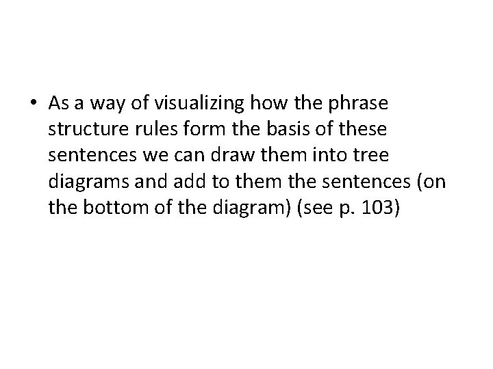  • As a way of visualizing how the phrase structure rules form the