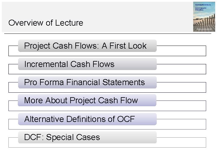 Overview of Lecture Project Cash Flows: A First Look Incremental Cash Flows Pro Forma