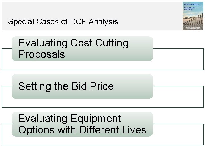 Special Cases of DCF Analysis Evaluating Cost Cutting Proposals Setting the Bid Price Evaluating