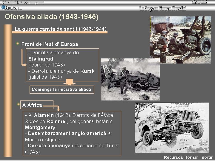 Armand Figuera Ofensiva aliada (1943 -1945) La guerra canvia de sentit (1943 -1944) Front Armand Figuera Ofensiva aliada (1943 -1945) La guerra canvia de sentit (1943 -1944) Front