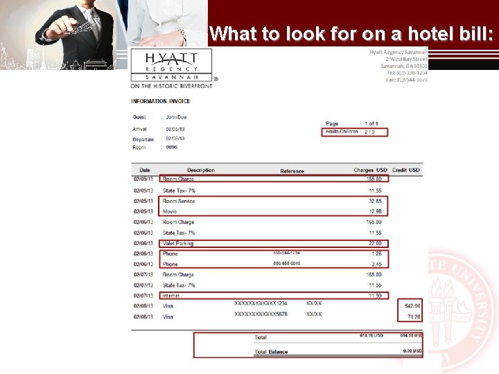 What to look for on a hotel bill: 