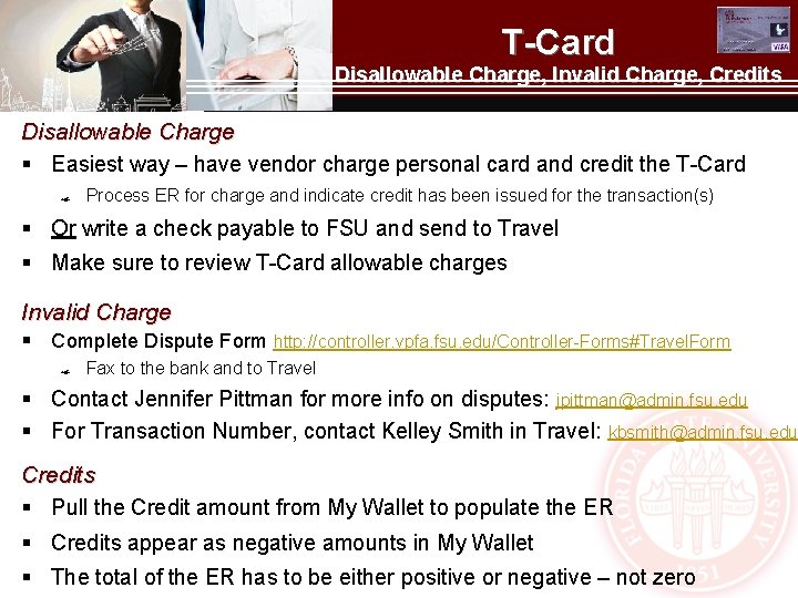 T-Card Disallowable Charge, Invalid Charge, Credits Disallowable Charge § Easiest way – have vendor