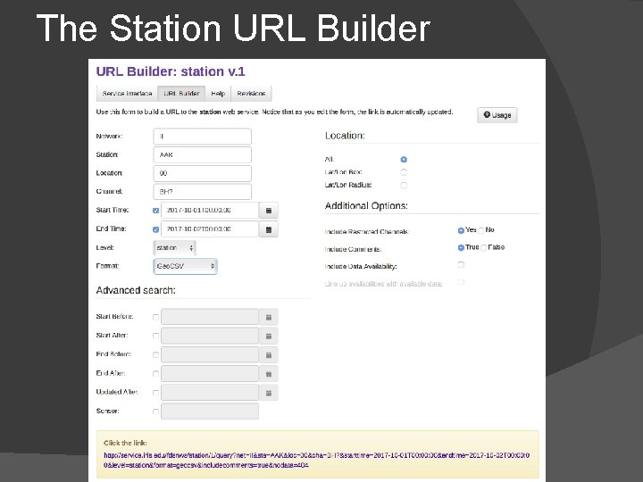 The Station URL Builder The Station URL Builder