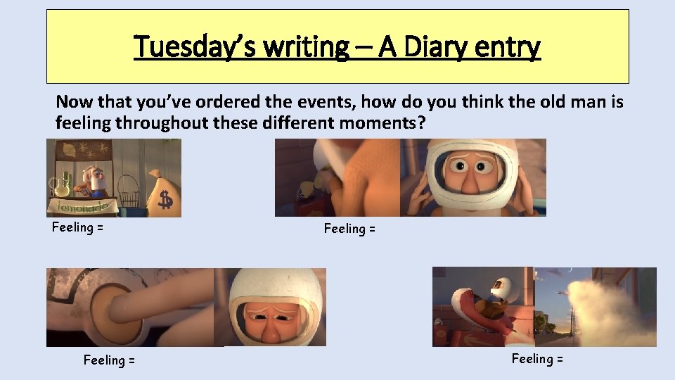 Tuesday’s writing – A Diary entry Now that you’ve ordered the events, how do