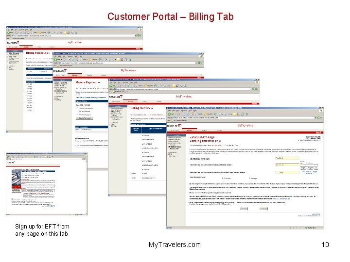 Customer Portal – Billing Tab Sign up for EFT from any page on this