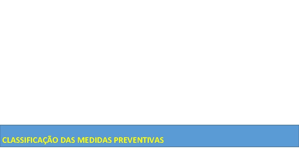 CLASSIFICAÇÃO DAS MEDIDAS PREVENTIVAS 