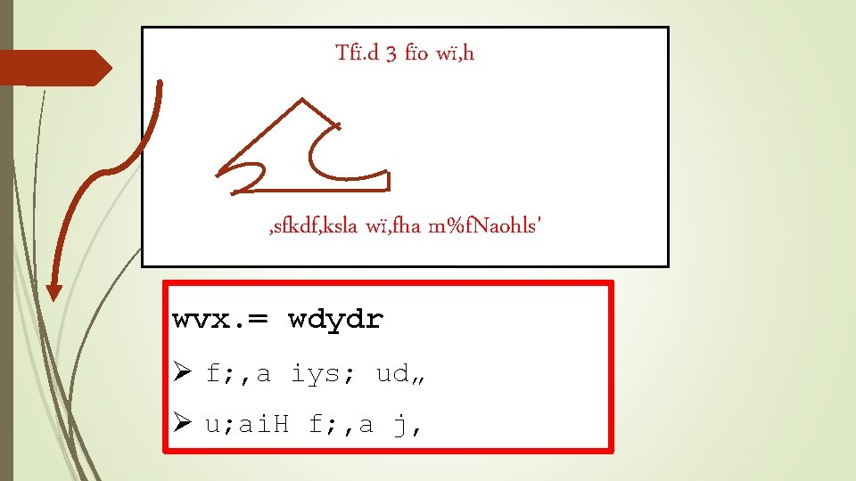 Tfï. d 3 fïo wï, h , sfkdf, ksla wï, fha m%f. Naohls' wvx.