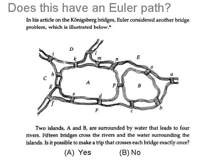 Does this have an Euler path? M O N P (A) Yes (B) No