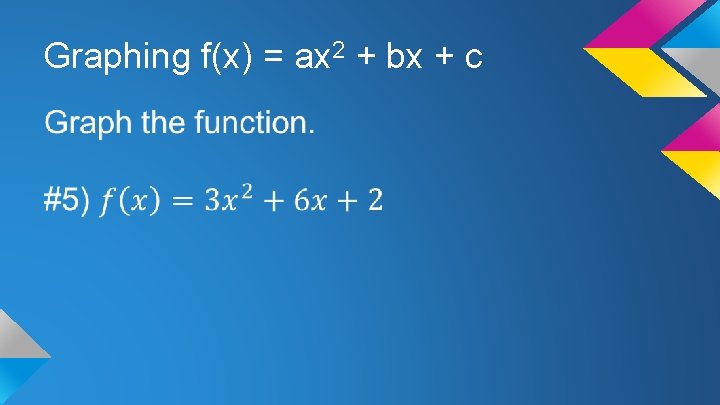 Graphing f(x) = ax 2 + bx + c 