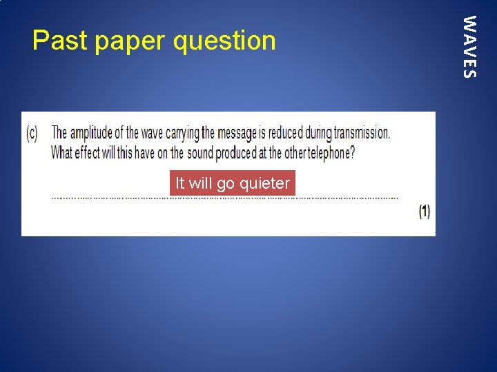 It will go quieter WAVES Past paper question 