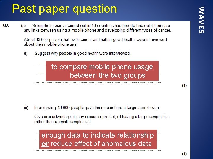 to compare mobile phone usage between the two groups enough data to indicate relationship