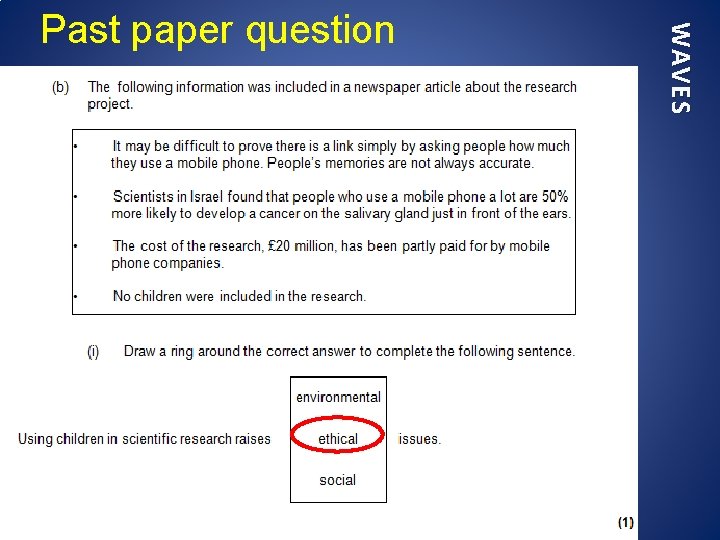 WAVES Past paper question 