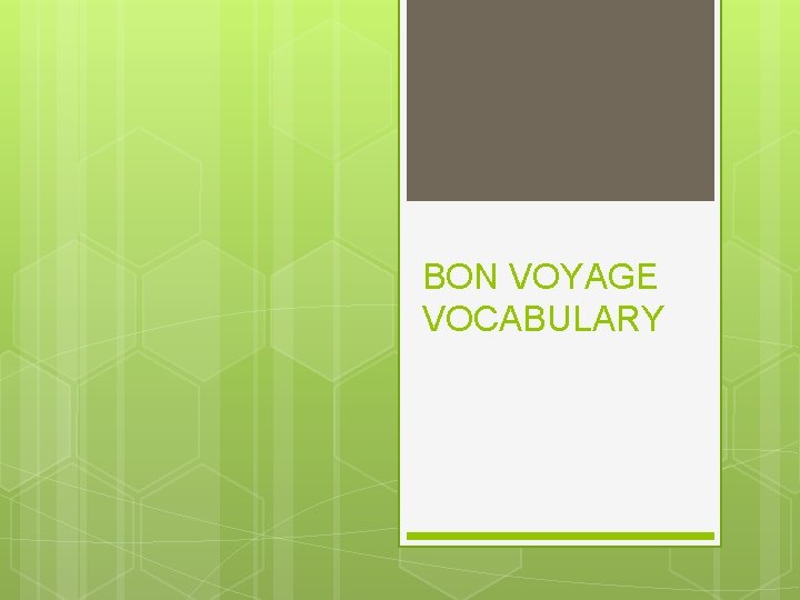 BON VOYAGE VOCABULARY 