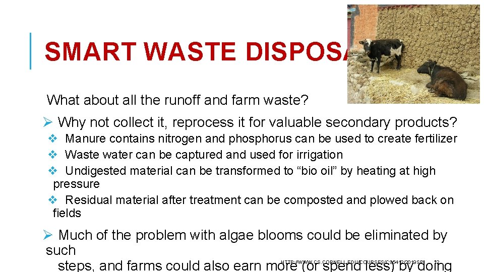 SMART WASTE DISPOSAL What about all the runoff and farm waste? Ø Why not