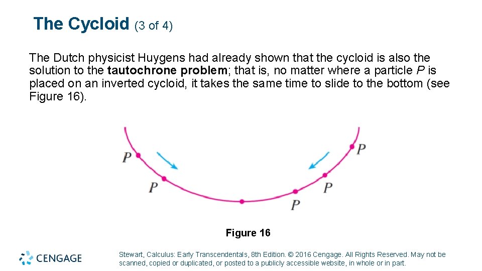 The Cycloid (3 of 4) The Dutch physicist Huygens had already shown that the