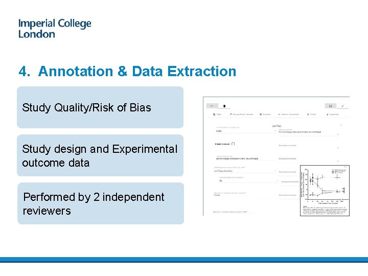 4. Annotation & Data Extraction Study Quality/Risk of Bias Study design and Experimental outcome