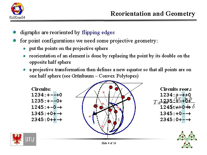 Reorientation and Geometry Kol. Kom 04 digraphs are reoriented by flipping edges for point
