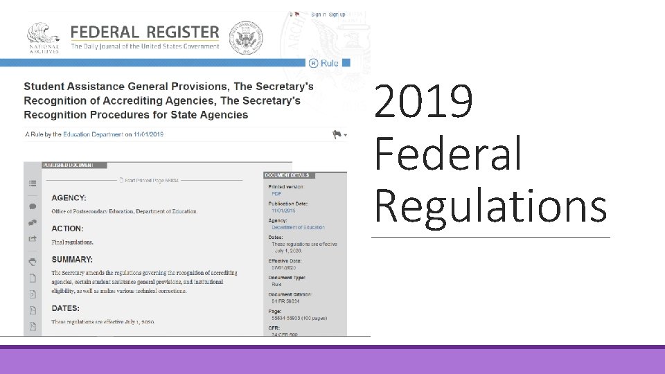 2019 Federal Regulations 