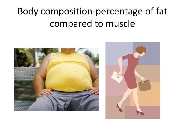 Body composition-percentage of fat compared to muscle 