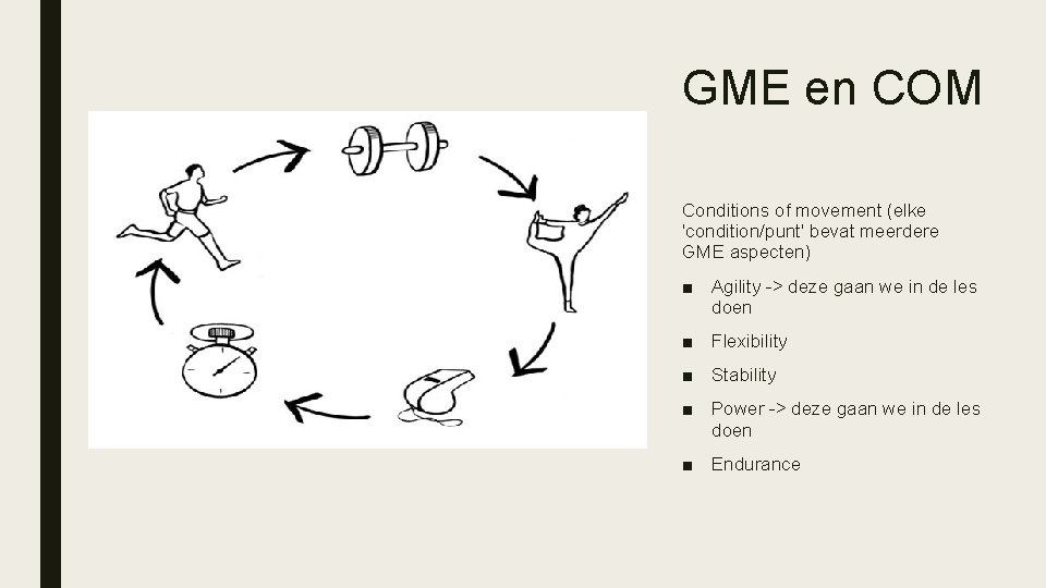 GME en COM Conditions of movement (elke 'condition/punt' bevat meerdere GME aspecten) ■ Agility