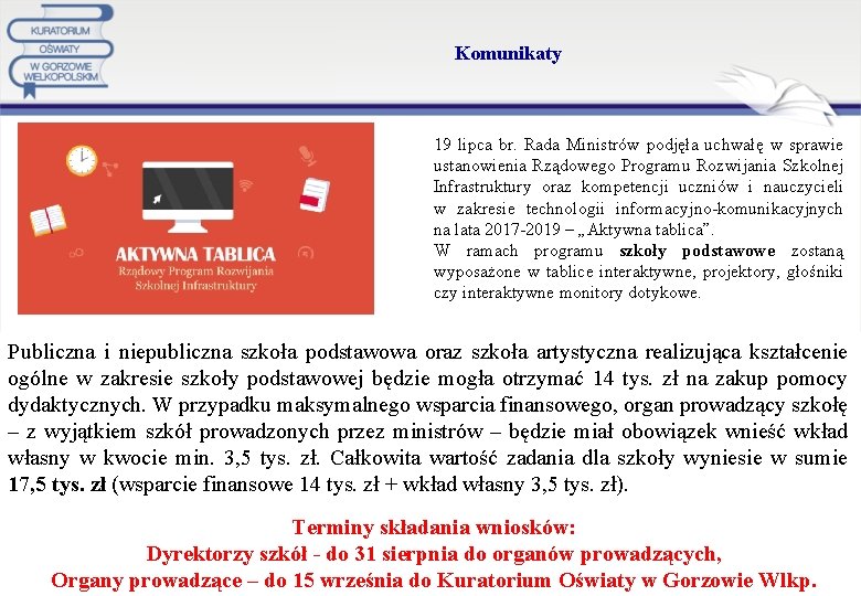 Komunikaty 19 lipca br. Rada Ministrów podjęła uchwałę w sprawie ustanowienia Rządowego Programu Rozwijania