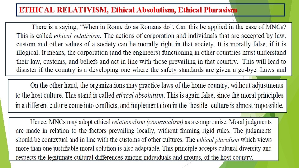 ETHICAL RELATIVISM, Ethical Absolutism, Ethical Plurasism 