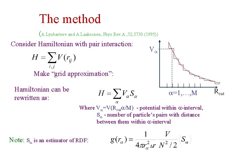 The method (A. Lyubartsev and A. Laaksonen, Phys. Rev. A. , 52, 3730 (1995)) The method (A. Lyubartsev and A. Laaksonen, Phys. Rev. A. , 52, 3730 (1995))
